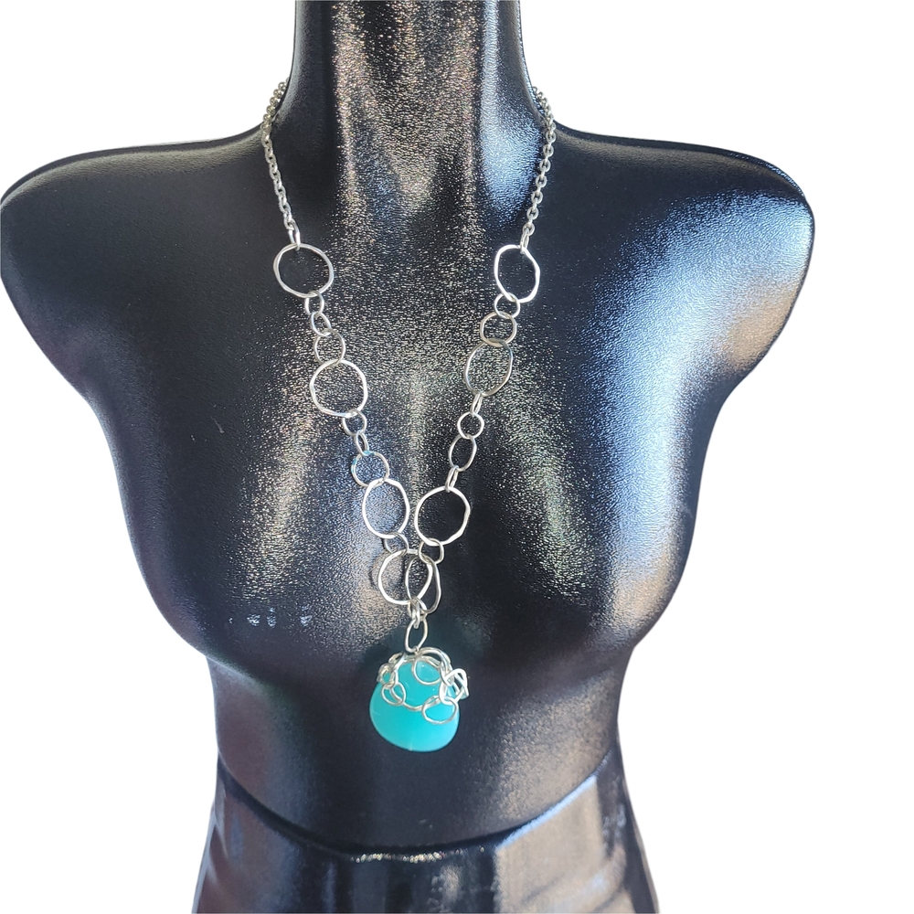 Lia Sophia Silver Necklace with Turquoise Accent